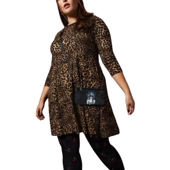 torrid Dresses & Skirts - Torrid x Betsey Johnson Leopard Ponte Skater Dress With Back Cutout Size 4X